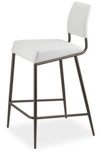 RIETI SG65, Barstool in metal and leather, for hotels and restaurants