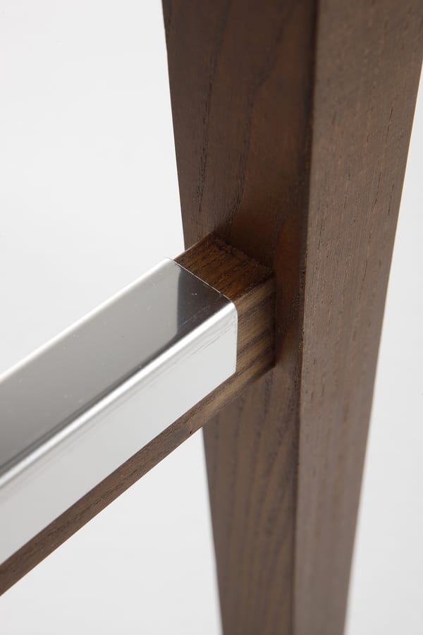 Rio stool, Minimal stool in wood and leather
