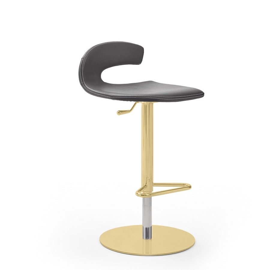 Sax SG, Barstool in plywood covered in leather, adjustable pump