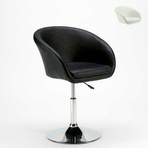 Swivel Stool in imitation leather AUSTIN Modern Design - SGA810AUS, Stool with wide base and armrests