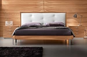 Diamante Art. 38.374, Quilted bed with leather headboard, with foot steel