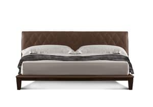 Evolution bed, Bed upholstered with leather, solid beechwood frame