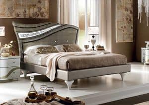 Mir upholstered bed, Leather upholstered bed, with LED lighting