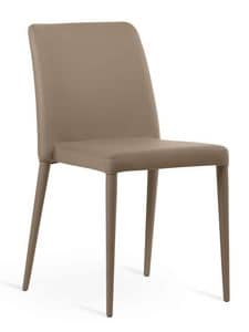 ADEL, Stackable chair with slender legs, covered in faux leather