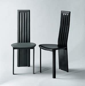 Alfa, Dining chair, with back legs integrated into the backrest, upholstered in thick leather