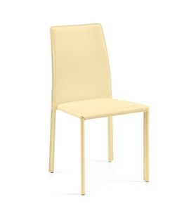 Aloe, Steel chair, upholstered in leather, for dining room
