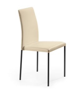 Alu, Modern stackable chair, metal and leather, for Stay