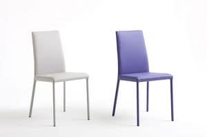 Amelie, Metal chair, nabuk upholstery, available in two heights
