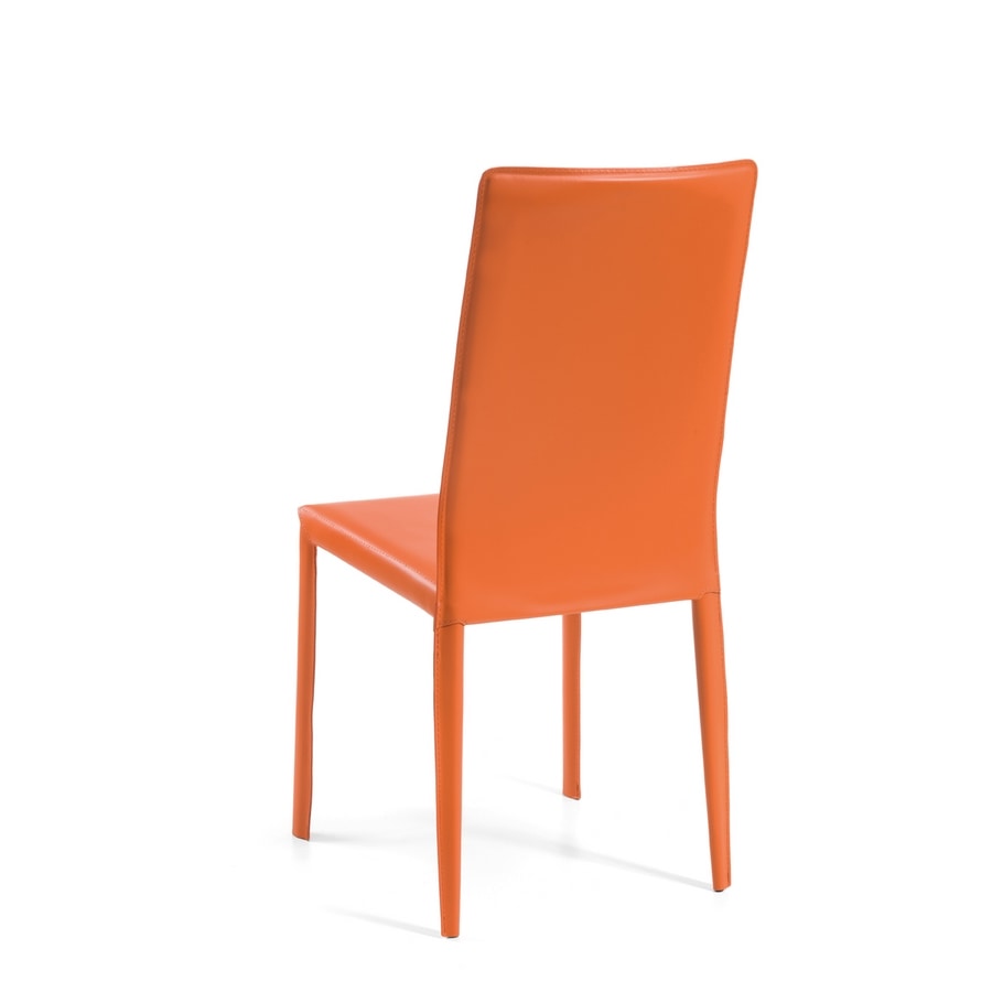 Anemone high, Dining chair in padded leather, for restaurant