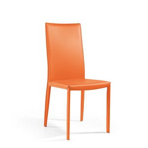 Anemone high, Dining chair in padded leather, for restaurant