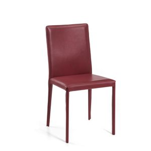 Anemone low, Classic dining chair, in leather, for living room