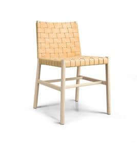 ART. 0023-CU JULIE, Wood chair with woven leather