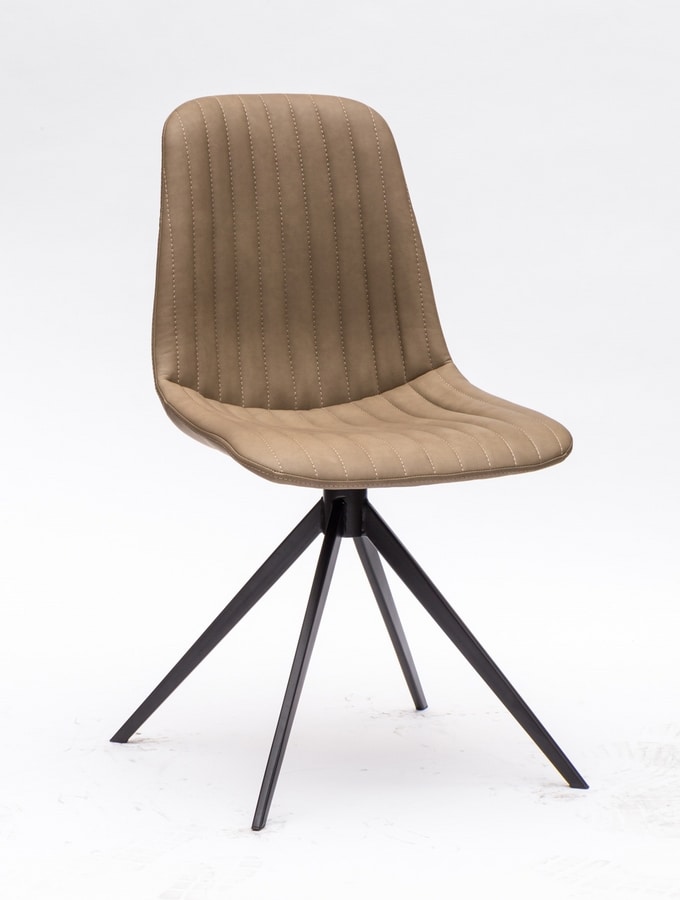 Art. 255 Cinquecento, Upholstered imitation leather chair, with verit stitching