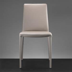ART. 301 SARAH SOFT COVERED LOW BACK, Metal chair, upholstered in leather or imitation leather