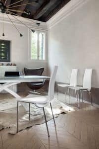 DEIRA, Modern dining chair covered with non-removable leather