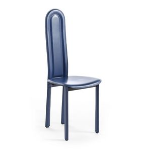 Elisa, Dining chair, with rounded backrest, leather upholstery