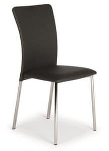 Eva, Chair with metal frame, seat and back upholstered in coated fabric, for contract use
