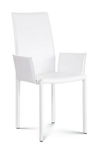 Giada medium with armrests, Chair with armrests, upholstered in leather