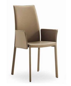 Giselle-AP, Leather chair with armrests and high backrest