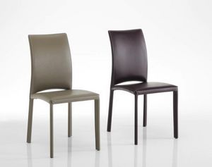 Gourmet, Chair upholstered in leather, different colors available, with and without arms