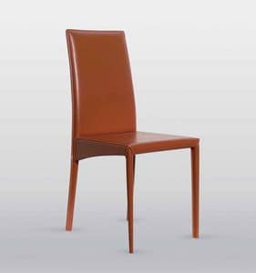 Jessica, Leather chair, with steel frame, available in various finishes