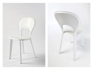 Lancio, Cushioned dining chair, in leather, for naval furniture