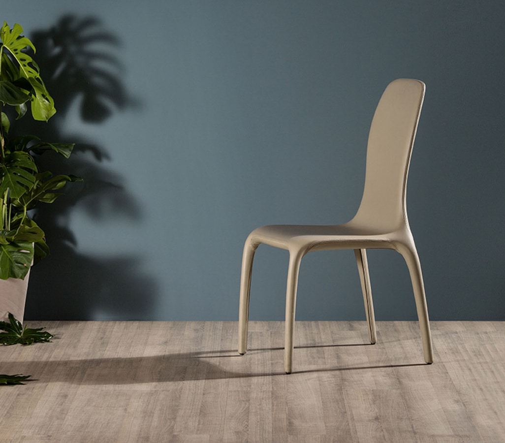 LISETTA, Chair upholstered, with new design, soft and visible lines