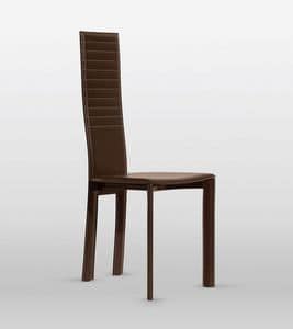 Magda, Leather chair, backrest with horizontal stitching, for dining room
