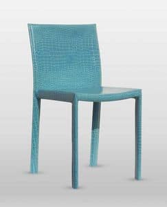 Malindi, Chair upholstered in thick leather, with steel frame, available in various colors