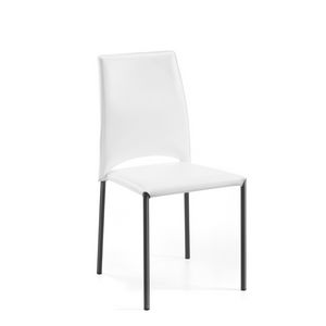 Mery, Chair with chromed metal legs, leather shell