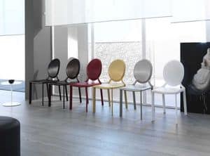 Miss, Leather chair, with round backrest, suitable for modern and classic environments