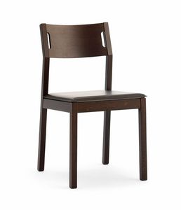 Moijto, Wooden chair without armrests, leather seat