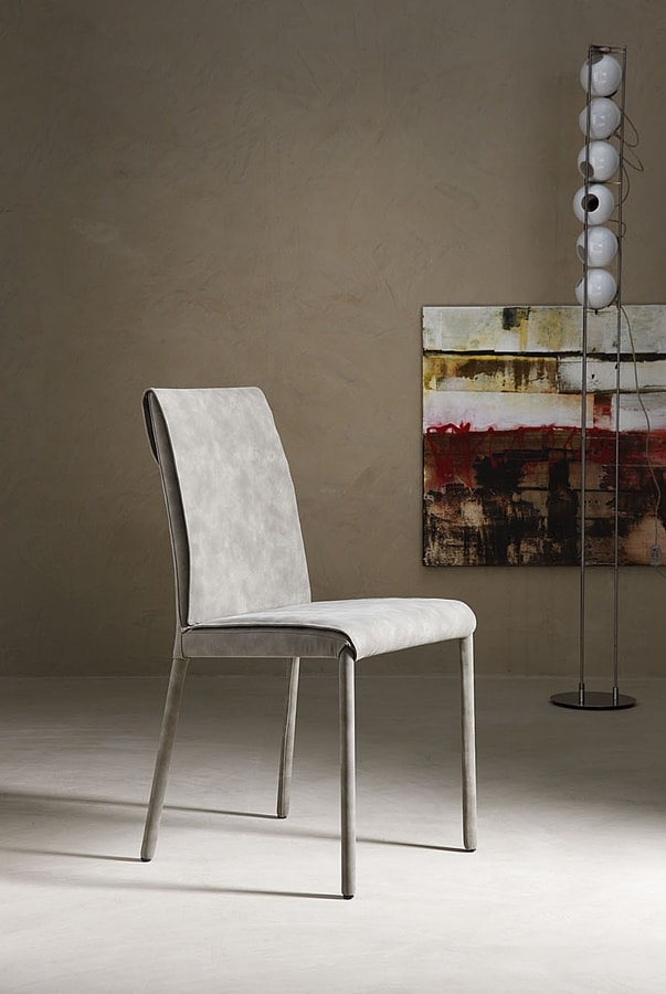 Nancy, chair covered with nubuck, available in various colors and two heights
