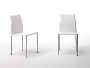 Ninfea, Chair in chromed steel covered in leather, for restaurants