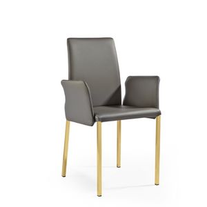 Ninfea Q BR, Modern chair in leather and rubber, for naval furniture