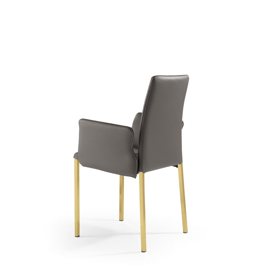 Ninfea Q BR, Modern chair in leather and rubber, for naval furniture