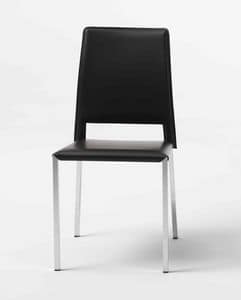 Nora Q, Chair in chromed metal, leather cover
