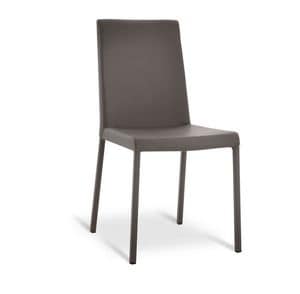 NOVIS, Metal chair, covered in faux leather, for dining room