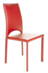 Oderzo, Metal chair with leather covering suited for bars and restaurants