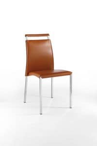 Pratrik handle, Stackable chair in chromed steel, with handle