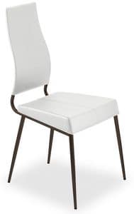 RIETI 2, Chair in metal and leather, thin legs, comfortable and stylish