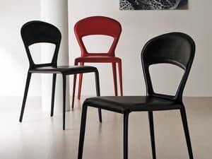 Soffio S CU, Chair covered in leather, various colors, for Meeting