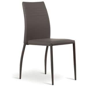 TAFFY, Stackable chair upholstered in faux leather, for dining rooms