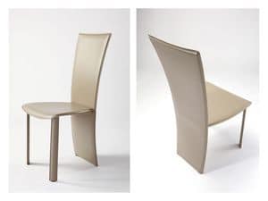 Vento, Leather modern chair, for hotels and dining rooms