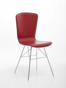 Vichy, Chromed steel chair with leather upholstered seat