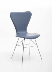 Wendy, Chair with steel base and shell in regenerated leather