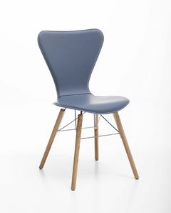 Wendy wood, Chair in leather, steel and wood, for home use