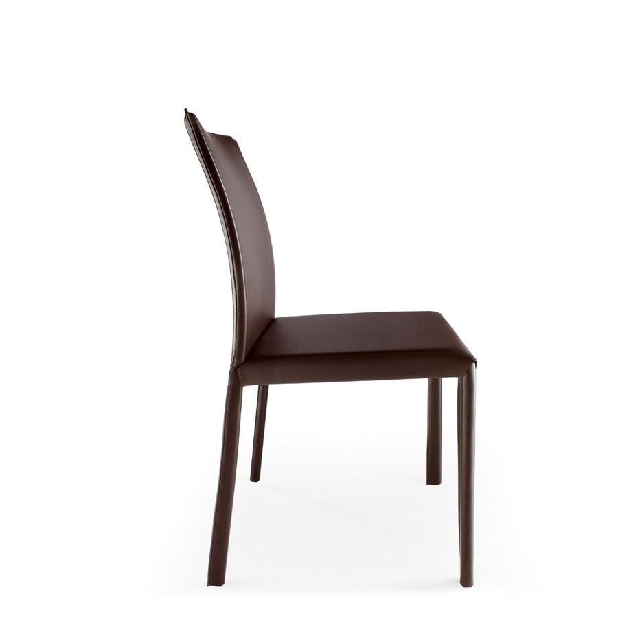 XL, Chair in metal, leather covering, for bars and kitchens