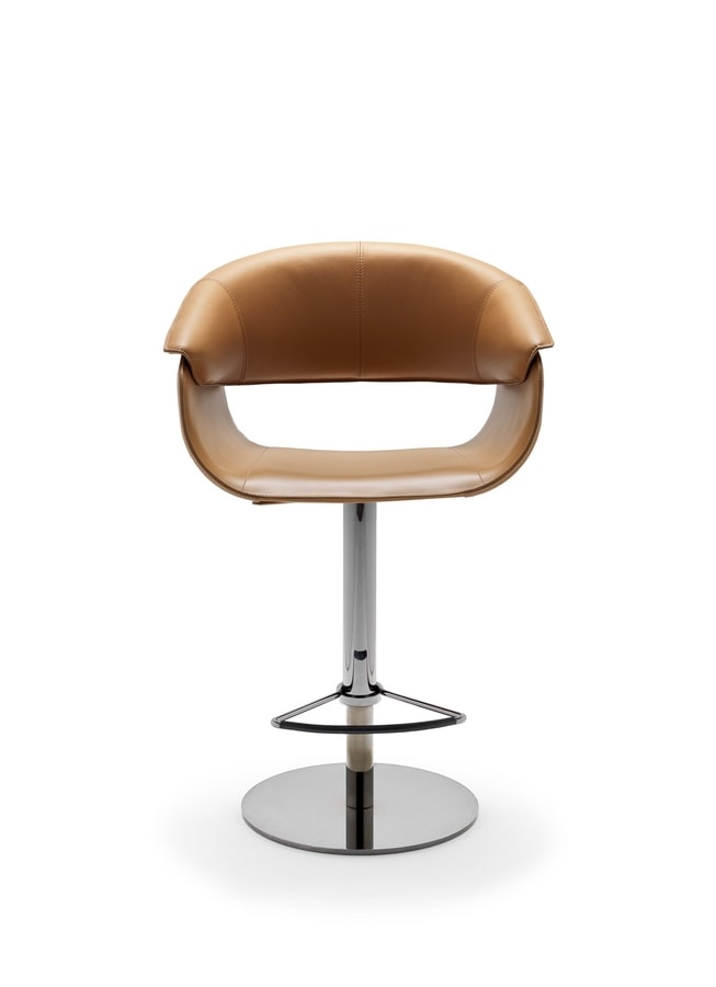 Airlux Bar, Stool in leather, with round swivel base