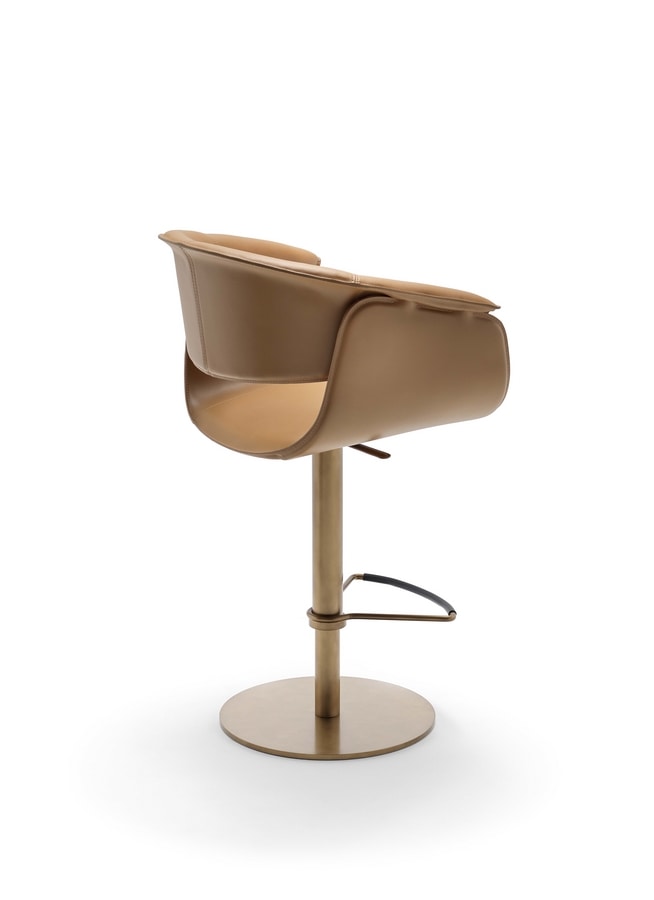 Airlux Bar, Stool in leather, with round swivel base